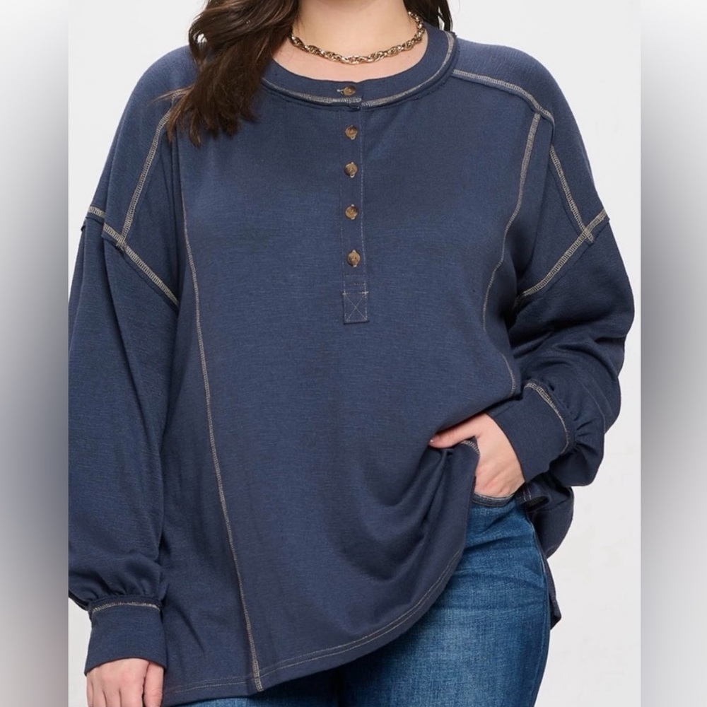 Womens Blue Pepper Navy Blue Button Up Shirt Soft Large NWT